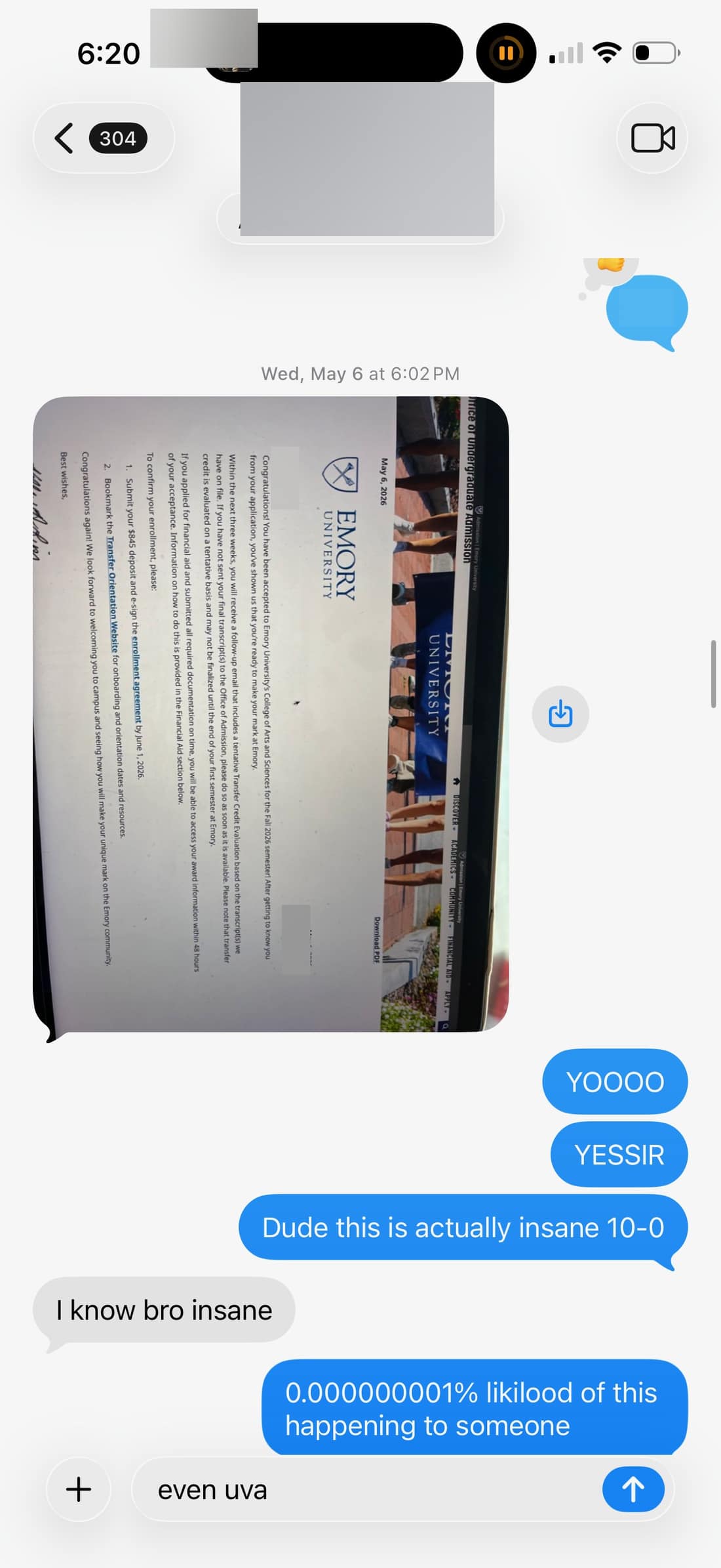 Emory University acceptance