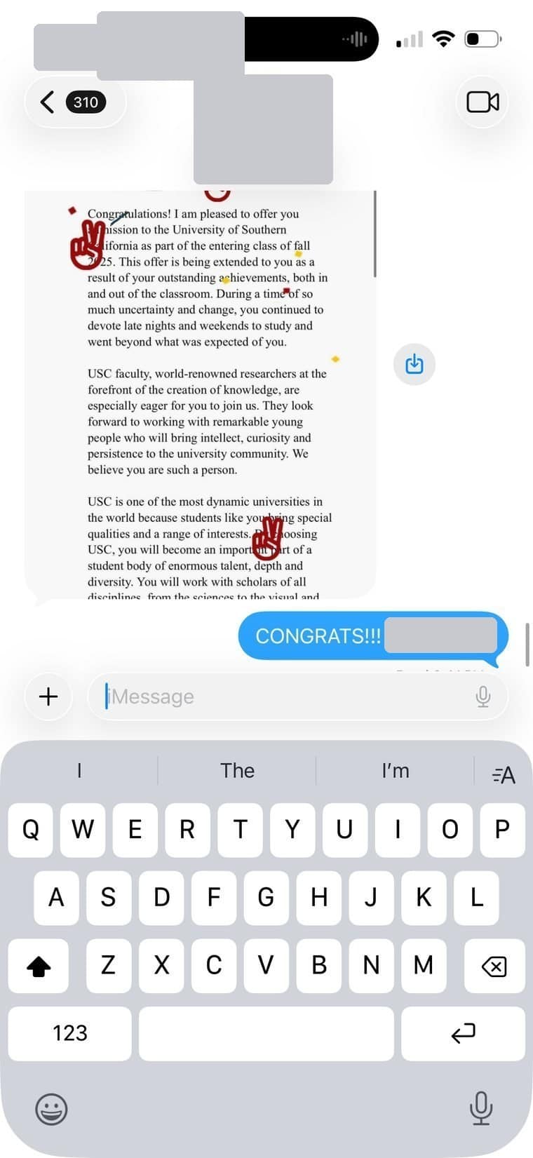 University of Southern California acceptance